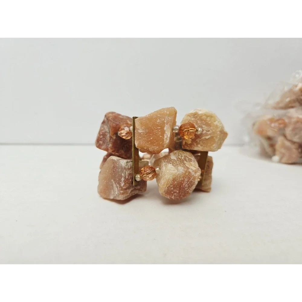 Kim‎ Seybert Napkin Ring Holder set of 4 NEW plush rock chunky stone